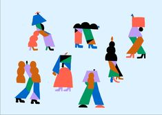 an illustration of people walking in different directions