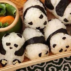 there are many panda bears made out of rice