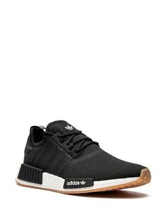 Adidas NMD_R1 Primeblue "Core Black/Core Black/Gum" Sneakers - Farfetch Casual Adidas Logo Custom Lace-up Sneakers, Urban Sneakers With Logo Patch For Streetwear, Black Adidas Logo Lace-up Skate Shoes, Black Adidas Lace-up Skate Shoes, Adidas Urban Sneakers With Gum Sole, Urban Adidas Lace-up Running Shoes, Adidas Logo White Lace-up Sneakers, Urban Adidas Logo Low-top Sneakers, Urban Low-top Adidas Sneakers