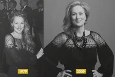 two pictures of women in black and white, one is showing the same woman's age