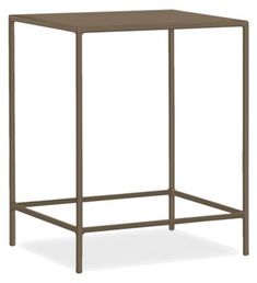 an image of a square side table with metal frame and wood top on white background