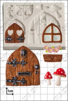 an image of a wooden door and mushrooms