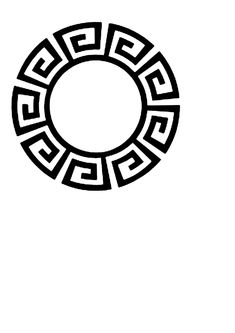 a black and white image of a circle with greek ornames on it's sides