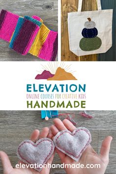 the handmade project is shown with text that reads elevation online course for creative kids