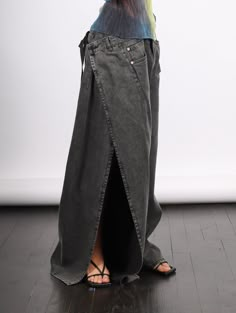 This denim from MM6 features one regular leg and one leg that wraps around with extra volume and draping. Similar to the style of a wrap dress, this wrap denim folds and ties with the ability to be tied and styled to how you'd like. If you're looking for a more interesting dark denim, these are for you. Platform Flats, Pleats Please Issey Miyake, Mother Denim, Malene Birger, Mm6 Maison Margiela, Pocket Pants, Sneaker Heels, Ulla Johnson, Dark Denim