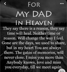 a poem that reads for my dad in heaven on the dock with an image of a man