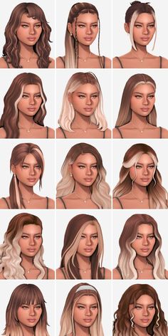 many different types of hair are shown in this image, including blondes and blue eyes