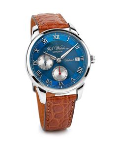 (6.2k) JS Watch Company - Vínland Sunburst Blue Dial Rhodium Plated Hands Erik The Red, Gmt Watch, Small Watch, Deco Blue, Watch Companies, Mechanical Movement, Reykjavik, Jaeger Watch