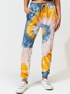 Tanory Tie Dye Jogger Womens Outerwear Joggers Threads 4 Thought Pink And Blue Tie Dye, Tie Dye Hoodie, French Terry Fabric