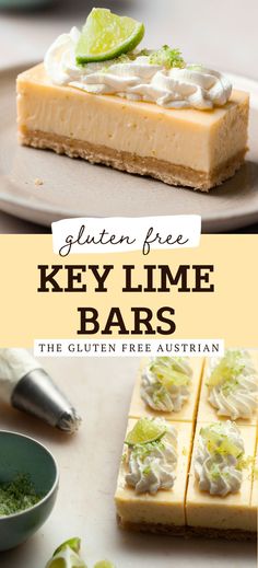 the gluten free key lime bars are ready to be eaten