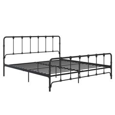 a black metal bed frame with no headboard and foot board on the bottom side