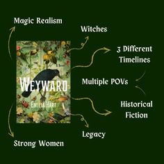 A pin that describes the tropes of weyward by emilia hart. It is a historical fictional book and has magic realism, strong women, witches, multiple povs, legacies, three different timelines. Weyward Emilia Hart, Wayward Book, Weyward Emilia Hart Aesthetic, Books Tropes, Magical Realism Books, Book Tbr, Books Collage, Bookworm Things, 2024 Books