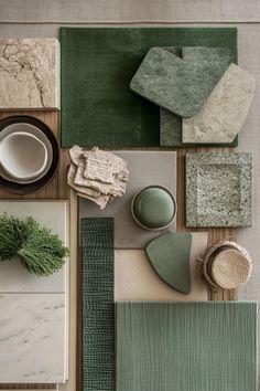 the top view of an assortment of rugs, dishes and other items on display