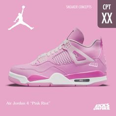 Dream Shoes Jordans, Pink 4s, Kicks On Fire, Jordan 4s Retro, Pink Jordans 4s, 4s Jordans, Pink Jordans, Pretty Sneakers, Trendy Shoes Sneakers