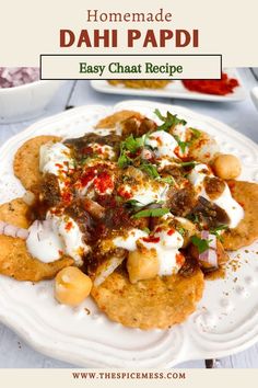 homemade dahi papdi recipe on a white plate