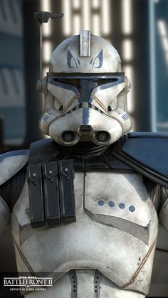 the star wars character is dressed in armor