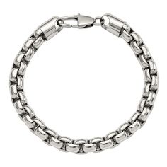 You're sure to love the distinctive style of this men's stainless steel chain bracelet. You're sure to love the distinctive style of this men's stainless steel chain bracelet.Click on this JEWELRY & WATCHES GUIDE to learn about fit, styles, materials and more! Length: 9 in. Clasp: lobster claw Metal: stainless steel Finish: polished Packaging: boxed Please note, due to the high value of this item, a signature may be required upon delivery. Size: 9". Gender: male. Age Group: adult. Classic Stainless Steel Oval Link Bracelet, Formal Stainless Steel Cuban Link Bracelet, Classic Silver Stainless Steel Chain Bracelet, Stainless Steel Link Bracelets For Formal Occasions, Formal Stainless Steel Chain Link Bracelets, Formal Stainless Steel Box Chain Bracelet, Stainless Steel Jubilee Chain Link Bracelet, Formal Stainless Steel Silver Chain Bracelets, Stainless Steel Link Jubilee Bracelet