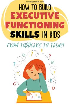 Executive function skills are something that kids can improve over time. Learn activities to improve executive function skills as well as what to executive functioning skills by age to expect from your kids. Learn strategies for kids with ADHD, sensory processing disorder, and those with cognitive impairments. Executive Functioning Activities Kids, Activities For Executive Functioning, Executive Functioning Curriculum, Executive Function Hacks, Skills By Age, How To Improve Executive Functioning, Kids Psychology, Teach Executive Functioning Skills, How To Teach Executive Function Skills