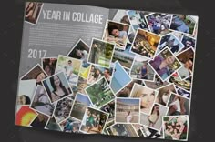 an open brochure with pictures of people and the words year in collage