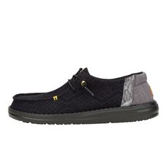 HEYDUDE | Women's Casual | Wendy Boho Crochet - Black/black | Size 10 - The Wendy Boho Crochet's textile blend top resembles denim but more light weight. Elastic laces make the shoes easy to slip on and off. The foam insole adds an extra layer of cushion to the tried-and-true EVA foam outsole. Its embroidered stitching creates a more detailed look.Shoe Specs: Slip-On Stretch Lace Crochet Textile top Textile chambray heel Elastic laces with bead detailing Upper treated with water repellant spray School Uniform Shoes, School Uniform Kids, Wide Shoes, Elastic Laces, Lace Making, Boho Crochet, Eva Foam, Stretch Lace, Casual Shoes Women