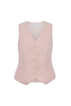 A beautiful tailored tuxedo-style waistcoat, cut from a stunning GOTS certified, sustainable organic cotton velvet in a beautiful blush pink. Woven with a touch of elastane and fully lined in silk satin to give the most comfortable fit. Wear with our coordinating Brooklyn Trousers and Brooklyn Jacket for a chic take on a classic formal suit. Forever, Fashioned. --- - Outer: 99% Cotton, 1% GOTS Certified Elastane- Lining: 100% Silk Satin- Specialist Dry Clean Only - Made in Portugal --- - Fits tr Chic Pink Vest, Pink Fitted Sleeveless Outerwear, Fitted Pink Vest Outerwear, Elegant Beige Vest With Notch Lapel, Elegant Beige Notch Lapel Vest, Elegant Fitted Vest Outerwear, Elegant Fitted Outerwear Vest, Fitted Pink Outerwear For Wedding, Elegant Fitted Vest Style Outerwear