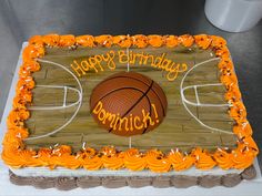 a birthday cake with a basketball on it