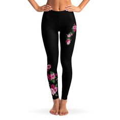 These leggings are crafted from a premium polyester and spandex blend, making them perfect for moments when both style and functionality matter. Our extra-soft microfiber fabric with advanced stretch makes these a pleasure to wear for all occasions. Features 82% polyester, 18% spandex Four-way stretch Squat proof Elastic waistband Microfiber yarn Shipping Please note: Every legging is printed on demand just for you and takes an average of 6-9 business days to handcraft before we ship it out. $3.99 Standard Shipping: 6-9 business days for the continental US. 7-15 business days outside of the continental US. $10.00 Express Shipping: 3-5 business days Click for Express Shipping Add-On More shipping and ordering info here Sizing Because every brand fits differently, we HIGHLY recommend referri Spring Compression Activewear Pants, Spring Compression Full-length Yoga Pants, Spring Compression Yoga Pants For Pilates, High Stretch Yoga Pants For Pilates In Spring, Spring Yoga Pants For Workout With Comfort Stretch, Spring Comfort Stretch Elastane Leggings, Black Elastane Yoga Pants For Spring, Spring Pilates High Stretch Pants, High Stretch Pants For Pilates In Spring