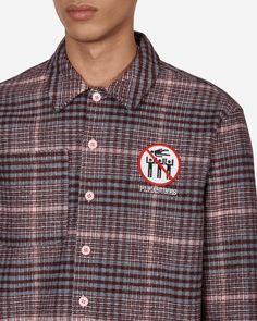 Pleasures Surfing Flannel Shirt Pink.LA-based brand brings a classic flannel shirt, with a checked pattern and graphic at back, as an essential accessory for your winter looks..80% Polyester, 20% Wool.Check Pattern.Spread Collar.Button Closure.Embroidered Logo Patch.Embroidered Text at Back.Single-Button Cuffs.Straight Hem.Style Code: P22F027 PINK Embroidered Text, Hem Style, Pink Shirt, Check Pattern, Winter Looks, Flannel Shirt, Patch Logo, Men's Clothing, Jam