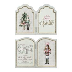 four christmas cards with an image of a nutcracker