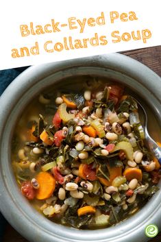 black - eyed pea and collards soup in a bowl