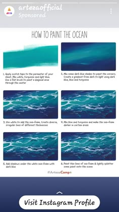 an iphone screen showing how to paint the ocean