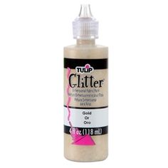 a bottle of glitter paint on a white background