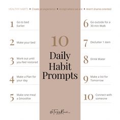 the ten daily habitments for women to use on their skin care routine, with text overlay that reads 10 daily habitts