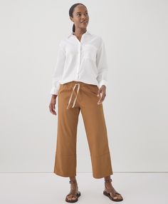 Women’s Daily Twill Crop Pant made with Organic Cotton | Pact Cotton Pants With Pockets, Effortless Cotton Pants With Pockets, Fall Cotton Capris Trousers, Versatile Daywear Pants With Relaxed Fit, Effortless Cotton Bottoms For Fall, Relaxed Fit Pants With Pockets, Effortless Relaxed Fit Pants With Pockets, Versatile Relaxed Fit Capris For Loungewear, Effortless Relaxed Fit Bottoms For Fall