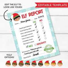 an elf report is shown on a table