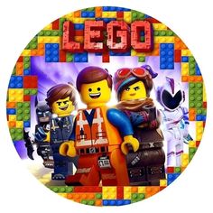 the lego movie poster is displayed in front of a round frame with an image of two people