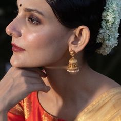 Leela Antique Earrings Olivia Palermo Makeup, Ancient Artwork, Buy Earrings Online, Temple Jewelry, South Indian Jewelry, Indian Jewellery Design, Buy Earrings, Olivia Palermo, Custom Earrings