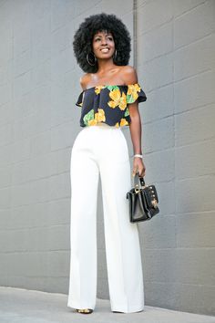 OOTD: Style Pantry Plays with Proportions #RueNow Paula Cademartori, Fashion Statements, Floral Outfit, Style Crush, Blouse White, Off Shoulder Tops, Outfit Details, Kendall Jenner