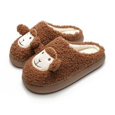 Winter Indoor Sheep Slippers for Women - true-deals-club Sheep Slippers, Cartoon Ears, Brown Slippers, Pink Sheep, Chique Outfit, Cute Lamb, Girls Fur, Slippers Online, Winter Heels