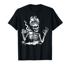 PRICES MAY VARY. Skeleton Drinking Coffee Messy Bun Women Halloween Skeleton. Halloween skull shirts for women, skeleton graphic t shirt women, spooky shirt for halloween, Halloween Holiday Tees, halloween party top. Perfect for Halloween wear, christmas Skeleton Drinking Coffee Messy Bun Women Halloween Skeleton shirt gift for women, mom, auntie, grandmom, girlfriend, wife, sister, friends, teacher. If you love her, give her this letter graphic print shirt top as a Halloween Lightweight, Classi Skull Shirts For Women, Skeleton Drinking Coffee, Skeleton Drinking, Women Skeleton, Christmas Skeleton, Skeleton T Shirt, Graphic Print Shirt