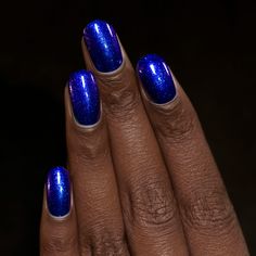 Rich Blue-Violet Shimmer Nail Polish Dark Blue Pearl Nails, Dark Blue Nails Short, Swaggy Nails, Electric Blue Nails, Dark Blue Nail Polish, Vacation Nails Beach, Ilnp Nail Polish, Dark Blue Nails, Nail Art Stripes