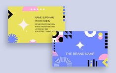 two business cards designed for the brand name