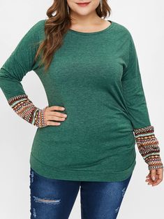 Plus Size Button Detail Round Neck T-shirt - Green - 4965675314 - Women's Clothing, Plus Size Women's Clothing  #PlusSizeWomensClothing #Women's #Clothing # #Plus #Size #Women's #Clothing Flare Sleeves Pattern, Spandex Shirts, Rayon Shirt, Fashion Plus Size, Plus Size Clothing For Women, Trendy Plus Size Clothing, Plus Size Womens Clothing, Fashion Seasons, Print Tunic