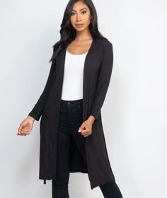 Long Belted Cardigan Capella 3321 - Craze Fashion Hair Catalog, Basic Cardigan, Belted Cardigan, Jersey Style, Soft Light, Black Cardigan, Halter Top, Short Sets, Duster Coat