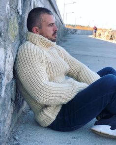 Hand Knit Wool Jumper, Men's Wool Sweater, Turtleneck sweater, 2 strands wool, Winter Warm Clothes, Handmade Sweater, Warm and Cosy Jumper 100% hand knit 100% luxury edition  100% pure wool Some clothes have soul ❤️ If you want to feel special, unique, comfortable, warm and cosy - you are at the right place!  We are very glad to present you this luxury wool sweater. It's fit elegant, stylish and you will love in it at the first sight!  We made this item to feel beautiful with any elegant and cas Wool Sweater Men, Cosy Jumper, Hot Sweater, Warm Clothes, Heavy Sweaters, Handmade Sweater, Sweater Turtleneck, Pullover Sweater Men, Wool Jumper