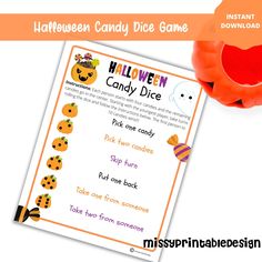 a halloween candy dice game for kids