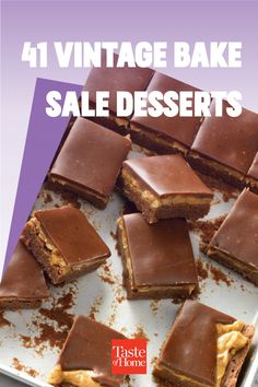 an advertisement for taste of home's vintage bake sale desserts