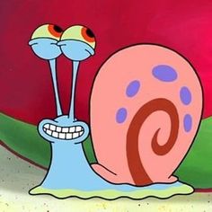 a cartoon snail with two eyes and a smile on it's face