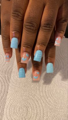 Nails Ideas For Back To School, Blue Nails For School, Cute Birthday Nails Short Blue, Nail Ideas For 10 Yr, Cute Short Acrylic Nails Light Blue, Nail Ideas For Ten Year Olds, Cute Nails For Back To School Short, Cute Back To School Nails 7th Grade, Cute Short Acrylic Nails For School Kids