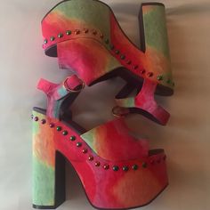 Yru Platform Tie Dye Heels. Daydream, Multicolor. Brand New, Never Worn, Still In Box. Can Be Mailed With Or Without Box. Yru Shoes Platform, Rainbow Open Toe Platform Heels, Multicolor Platform Heels With Round Toe, Rainbow Platform Heels With Round Toe, Rainbow Round Toe Platform Heels, Multicolor High Heel Platform Shoes, Multicolor Platform High Heels, Multicolor High Heel Platform Heels, Multicolor Platform Heels